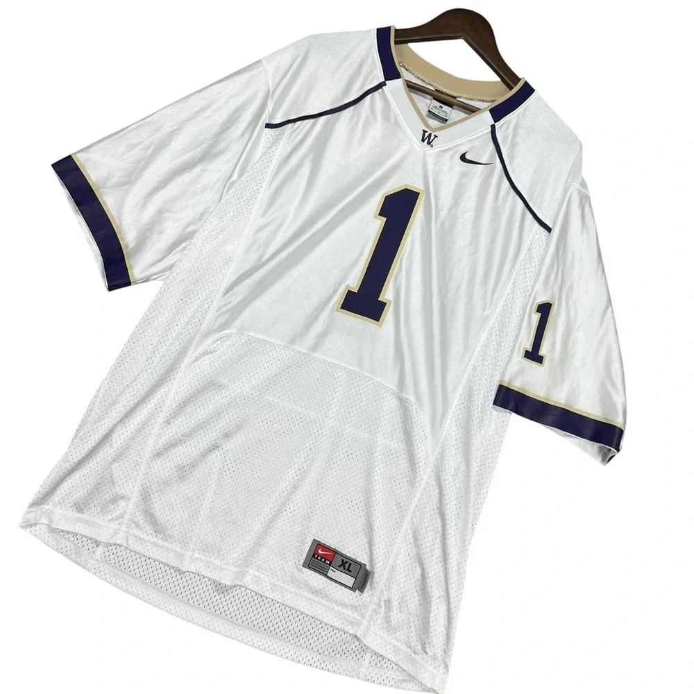Vintage 2009 Nike Washington Huskies Team Issued Football Jersey White‎ Mens XL